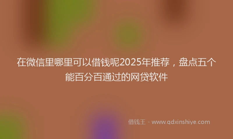 在微信里哪里可以借钱呢2025年推荐，盘点五个能百分百通过的网贷软件