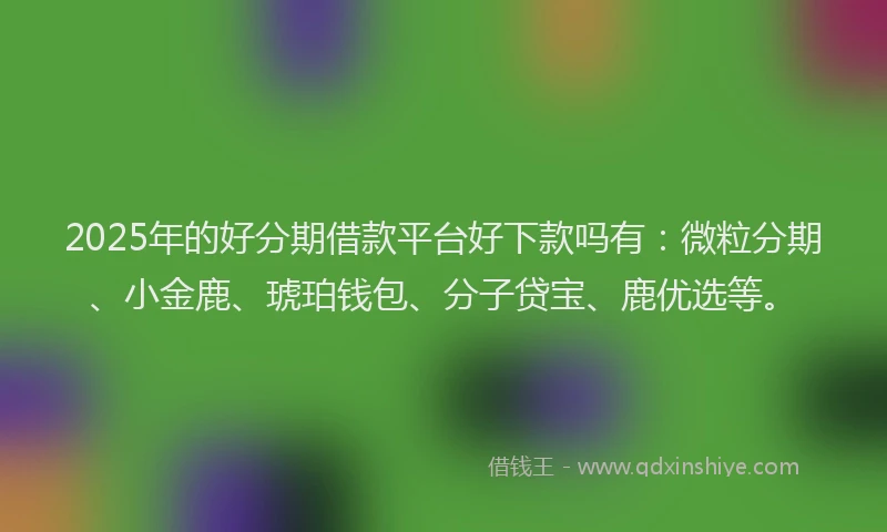2025年的好分期借款平台好下款吗有：微粒分期、小金鹿、琥珀钱包、分子贷宝、鹿优选等。
