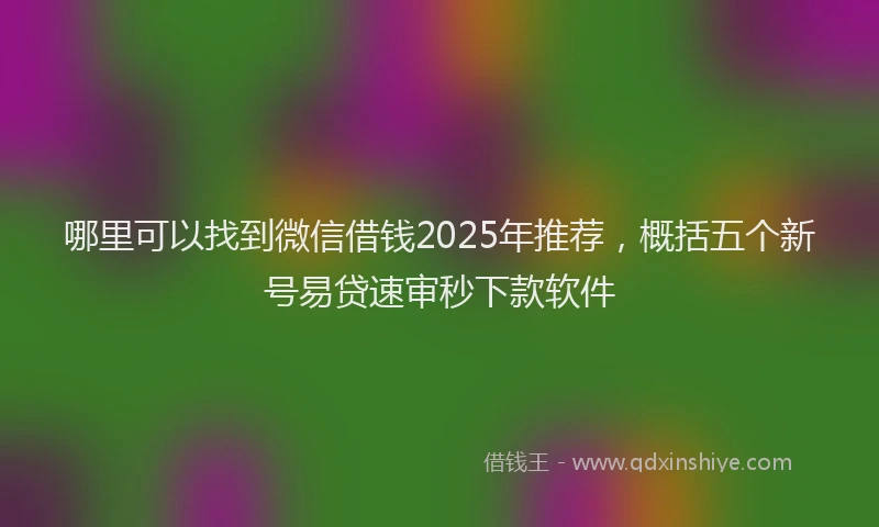 哪里可以找到微信借钱2025年推荐，概括五个新号易贷速审秒下款软件