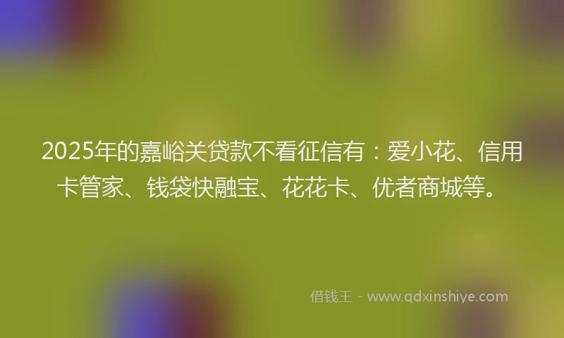 2025年的嘉峪关贷款不看征信有：爱小花、信用卡管家、钱袋快融宝、花花卡、优者商城等。