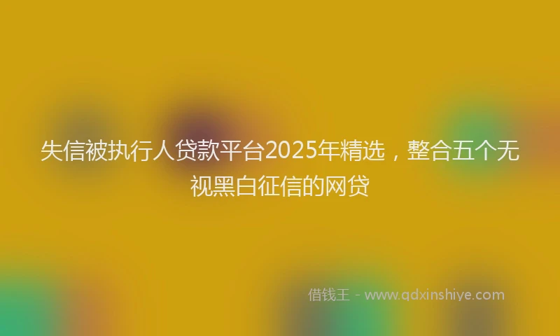 失信被执行人贷款平台2025年精选，整合五个无视黑白征信的网贷