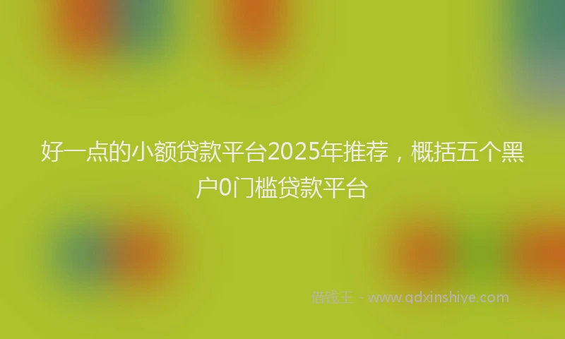 好一点的小额贷款平台2025年推荐，概括五个黑户0门槛贷款平台