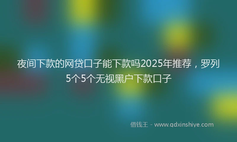 夜间下款的网贷口子能下款吗2025年推荐，罗列5个5个无视黑户下款口子