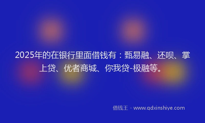2025年的在银行里面借钱有：甄易融、还呗、掌上贷、优者商城、你我贷-极融等。