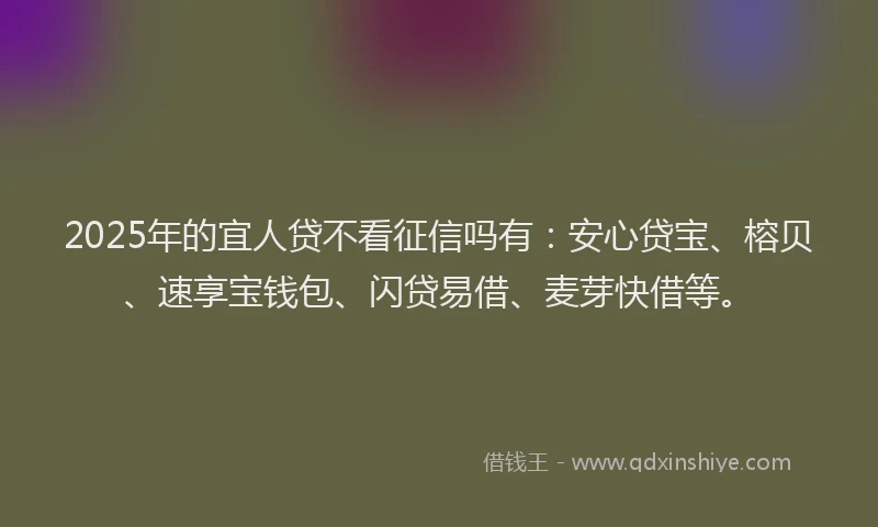 2025年的宜人贷不看征信吗有：安心贷宝、榕贝、速享宝钱包、闪贷易借、麦芽快借等。