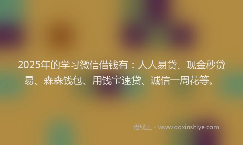 2025年的学习微信借钱有：人人易贷、现金秒贷易、森森钱包、用钱宝速贷、诚信一周花等。