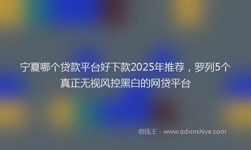 宁夏哪个贷款平台好下款2025年推荐，罗列5个真正无视风控黑白的网贷平台