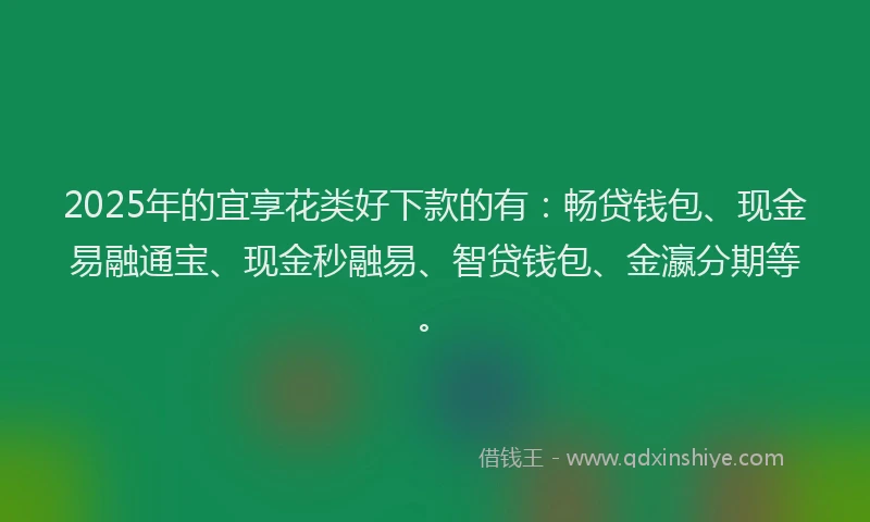 2025年的宜享花类好下款的有：畅贷钱包、现金易融通宝、现金秒融易、智贷钱包、金瀛分期等。