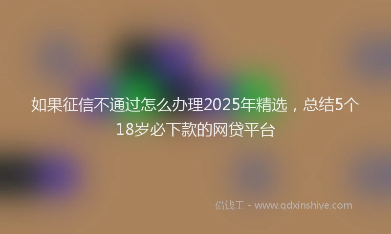 如果征信不通过怎么办理2025年精选，总结5个18岁必下款的网贷平台