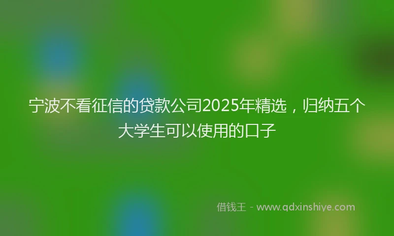 宁波不看征信的贷款公司2025年精选，归纳五个大学生可以使用的口子