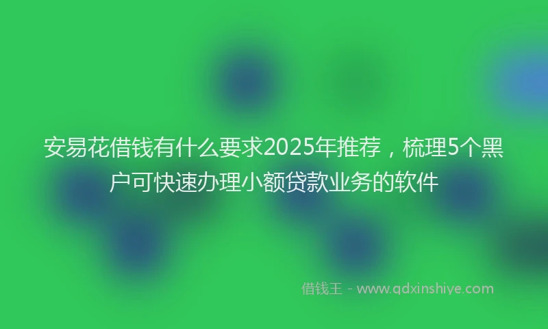 安易花借钱有什么要求2025年推荐，梳理5个黑户可快速办理小额贷款业务的软件