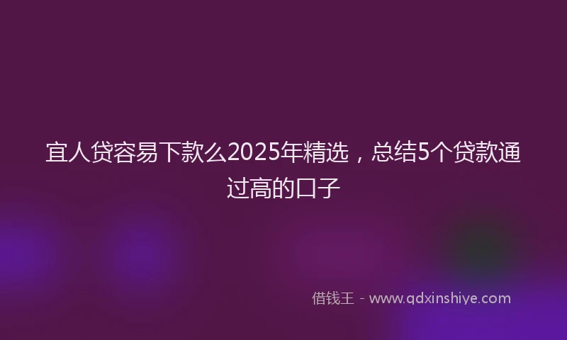 宜人贷容易下款么2025年精选，总结5个贷款通过高的口子