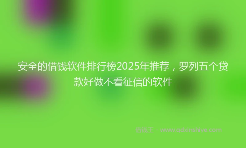 安全的借钱软件排行榜2025年推荐，罗列五个贷款好做不看征信的软件