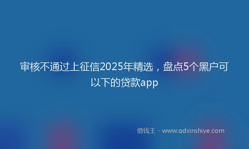 审核不通过上征信2025年精选，盘点5个黑户可以下的贷款app