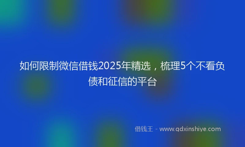 如何限制微信借钱2025年精选，梳理5个不看负债和征信的平台