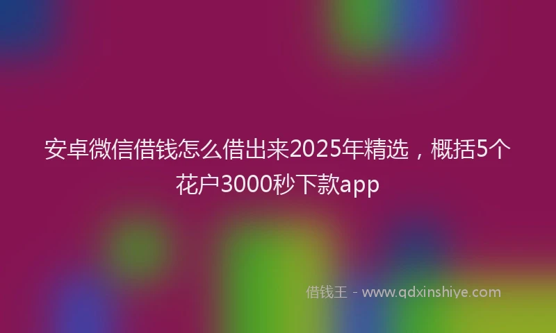 安卓微信借钱怎么借出来2025年精选，概括5个花户3000秒下款app