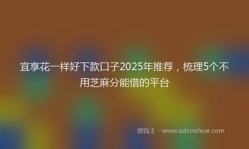 宜享花一样好下款口子2025年推荐，梳理5个不用芝麻分能借的平台