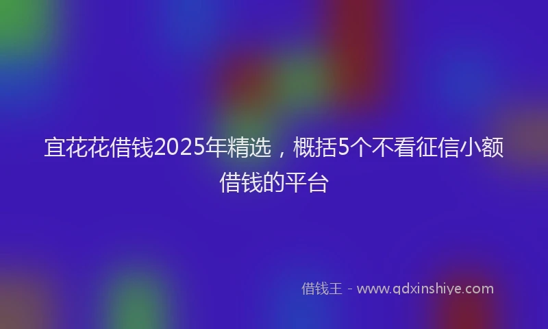 宜花花借钱2025年精选，概括5个不看征信小额借钱的平台