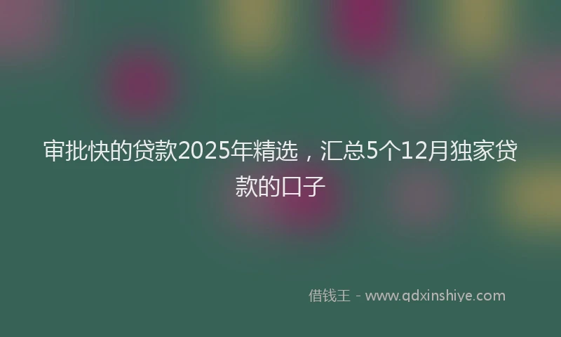 审批快的贷款2025年精选，汇总5个12月独家贷款的口子