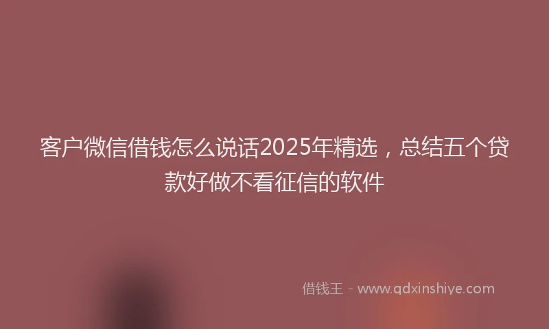 客户微信借钱怎么说话2025年精选，总结五个贷款好做不看征信的软件