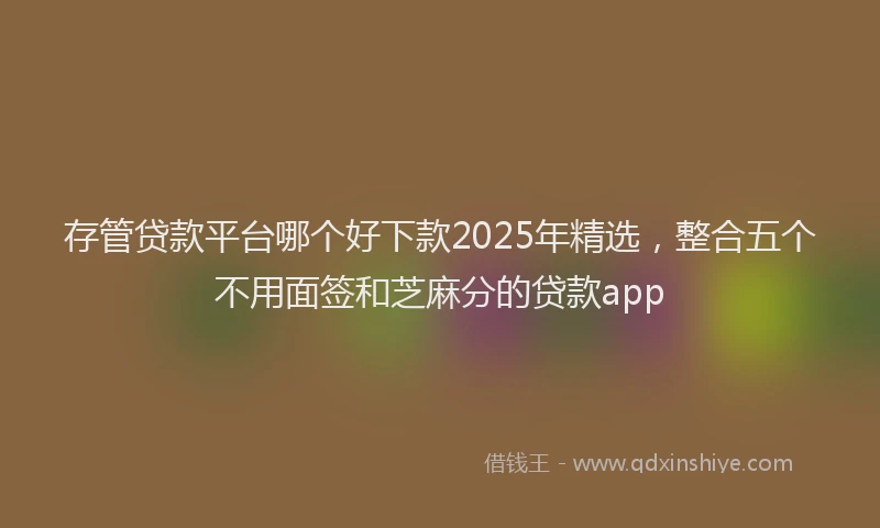 存管贷款平台哪个好下款2025年精选，整合五个不用面签和芝麻分的贷款app