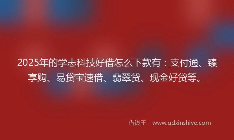 2025年的学志科技好借怎么下款有：支付通、臻享购、易贷宝速借、翡翠贷、现金好贷等。