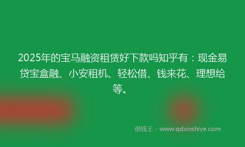 2025年的宝马融资租赁好下款吗知乎有：现金易贷宝盒融、小安租机、轻松借、钱来花、理想给等。