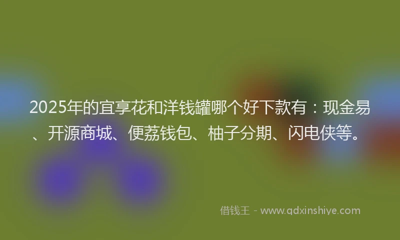 2025年的宜享花和洋钱罐哪个好下款有：现金易、开源商城、便荔钱包、柚子分期、闪电侠等。