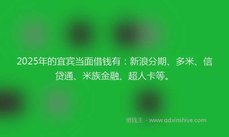 2025年的宜宾当面借钱有：新浪分期、多米、信贷通、米族金融、超人卡等。