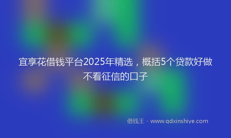 宜享花借钱平台2025年精选，概括5个贷款好做不看征信的口子