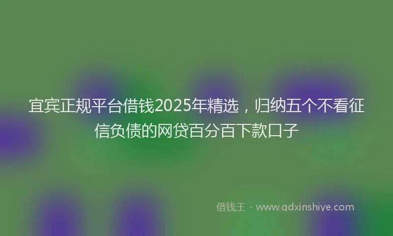 宜宾正规平台借钱2025年精选，归纳五个不看征信负债的网贷百分百下款口子