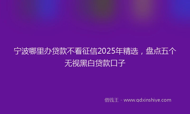 宁波哪里办贷款不看征信2025年精选，盘点五个无视黑白贷款口子