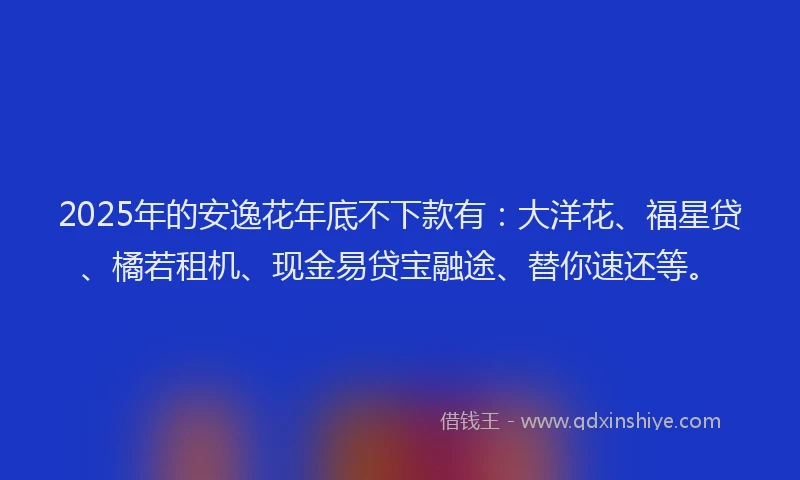 2025年的安逸花年底不下款有：大洋花、福星贷、橘若租机、现金易贷宝融途、替你速还等。