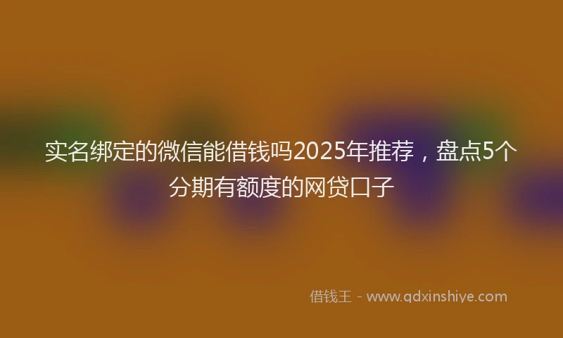 实名绑定的微信能借钱吗2025年推荐，盘点5个分期有额度的网贷口子