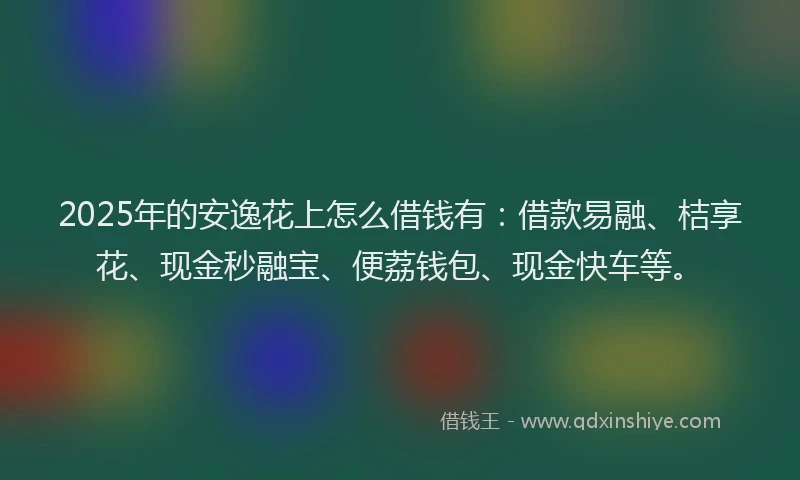 2025年的安逸花上怎么借钱有：借款易融、桔享花、现金秒融宝、便荔钱包、现金快车等。