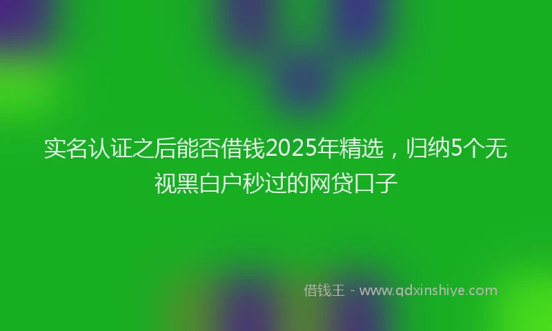 实名认证之后能否借钱2025年精选，归纳5个无视黑白户秒过的网贷口子