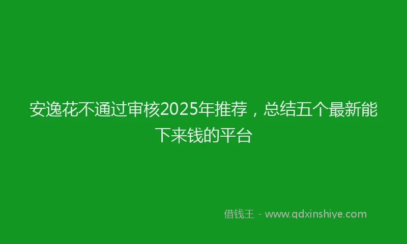 安逸花不通过审核2025年推荐，总结五个最新能下来钱的平台