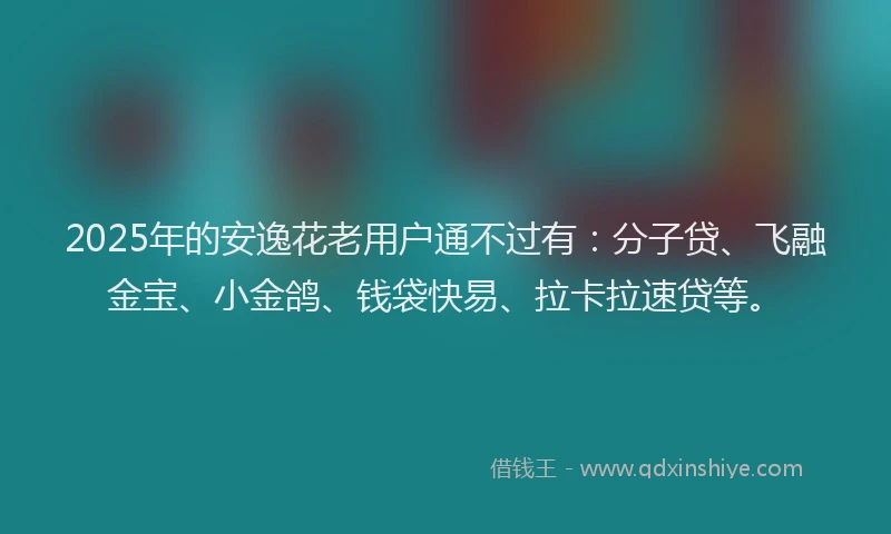2025年的安逸花老用户通不过有：分子贷、飞融金宝、小金鸽、钱袋快易、拉卡拉速贷等。
