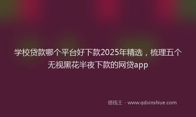 学校贷款哪个平台好下款2025年精选，梳理五个无视黑花半夜下款的网贷app