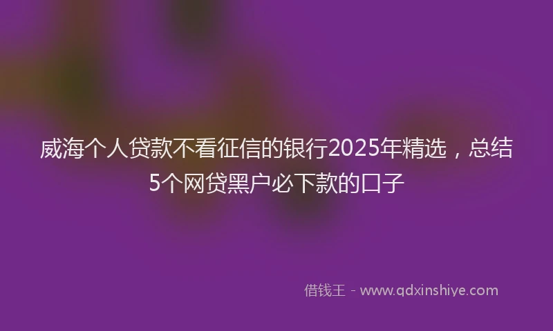 威海个人贷款不看征信的银行2025年精选，总结5个网贷黑户必下款的口子