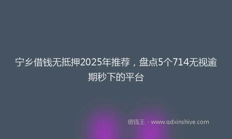宁乡借钱无抵押2025年推荐，盘点5个714无视逾期秒下的平台