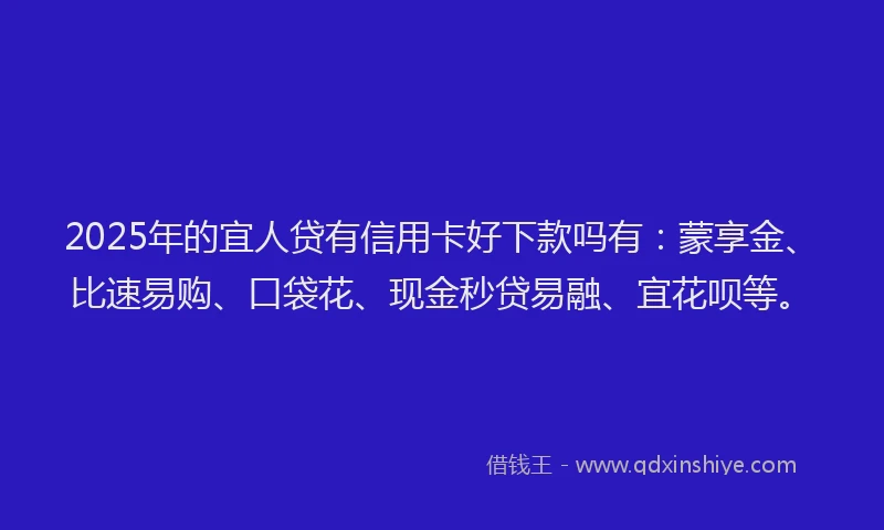 2025年的宜人贷有信用卡好下款吗有：蒙享金、比速易购、口袋花、现金秒贷易融、宜花呗等。