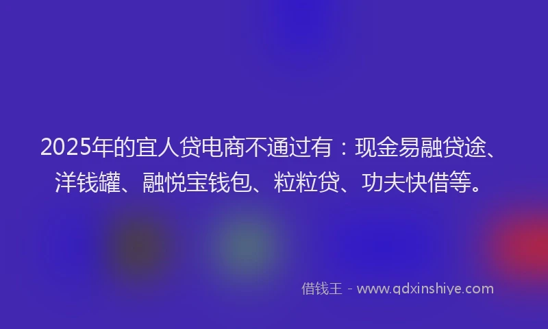 2025年的宜人贷电商不通过有：现金易融贷途、洋钱罐、融悦宝钱包、粒粒贷、功夫快借等。