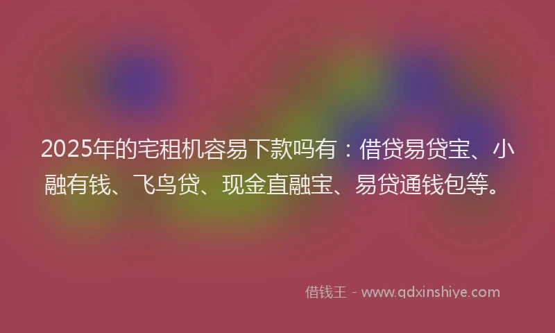 2025年的宅租机容易下款吗有：借贷易贷宝、小融有钱、飞鸟贷、现金直融宝、易贷通钱包等。