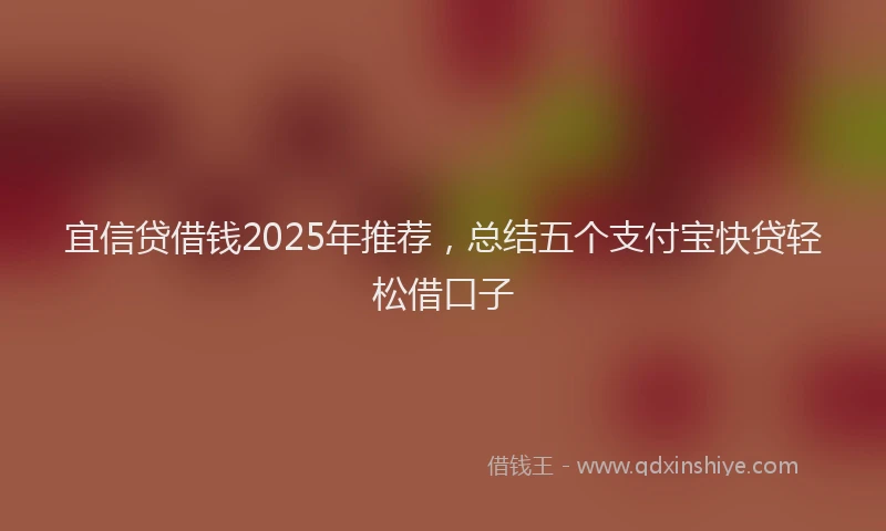 宜信贷借钱2025年推荐，总结五个支付宝快贷轻松借口子
