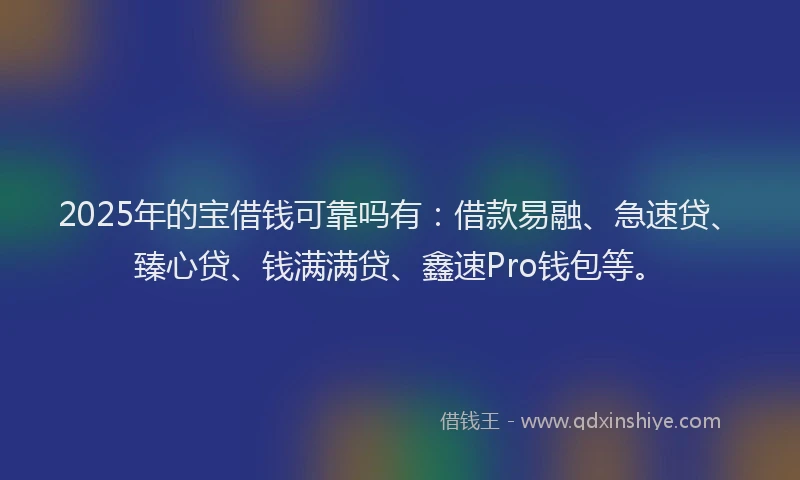 2025年的宝借钱可靠吗有：借款易融、急速贷、臻心贷、钱满满贷、鑫速Pro钱包等。