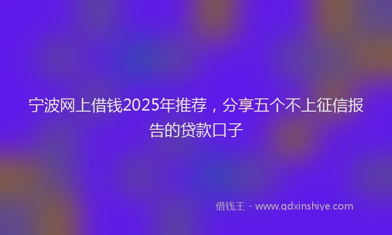 宁波网上借钱2025年推荐，分享五个不上征信报告的贷款口子