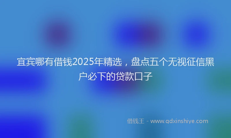 宜宾哪有借钱2025年精选，盘点五个无视征信黑户必下的贷款口子
