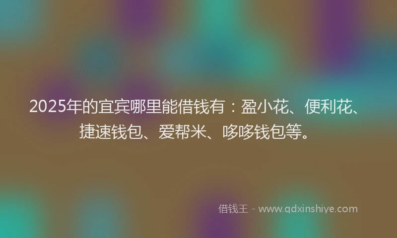 2025年的宜宾哪里能借钱有：盈小花、便利花、捷速钱包、爱帮米、哆哆钱包等。