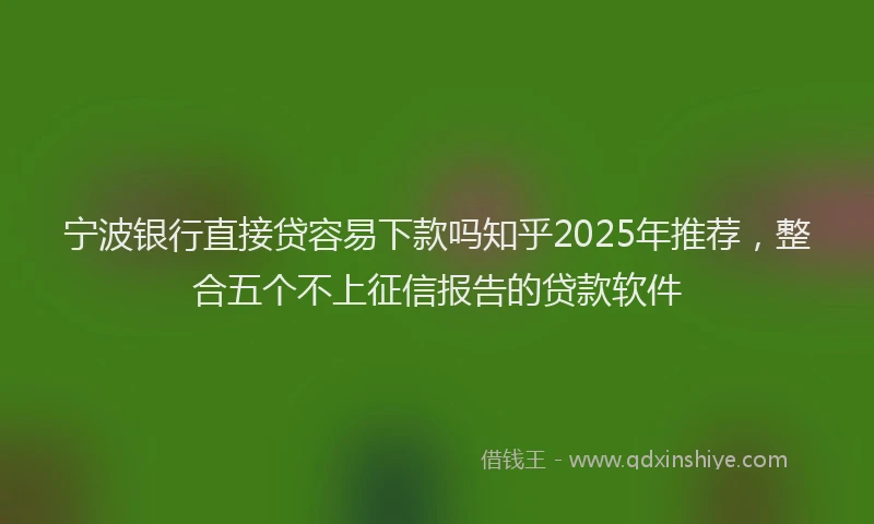 宁波银行直接贷容易下款吗知乎2025年推荐，整合五个不上征信报告的贷款软件